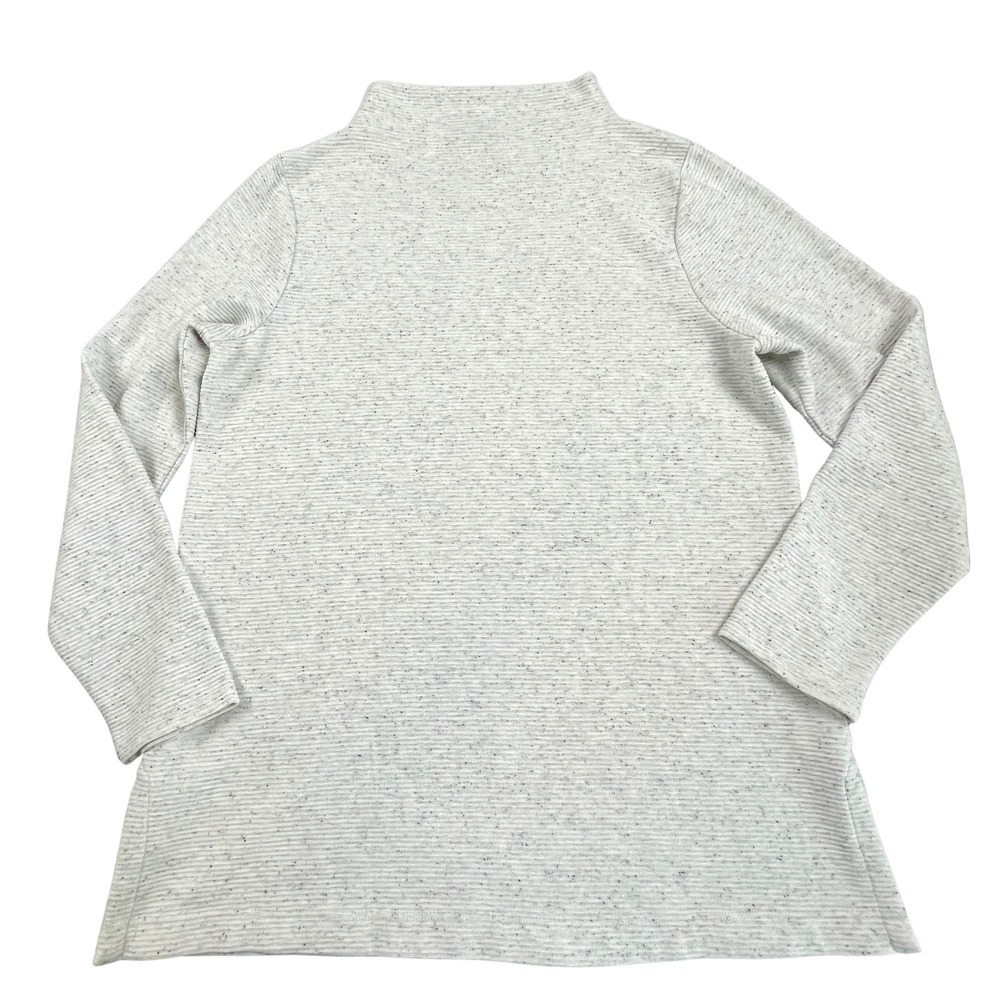 J.Jill Wearever Womens Flecked Ribbed Mock Neck Tunic Top Sweater Oatmeal Gray M - Picture 3 of 9
